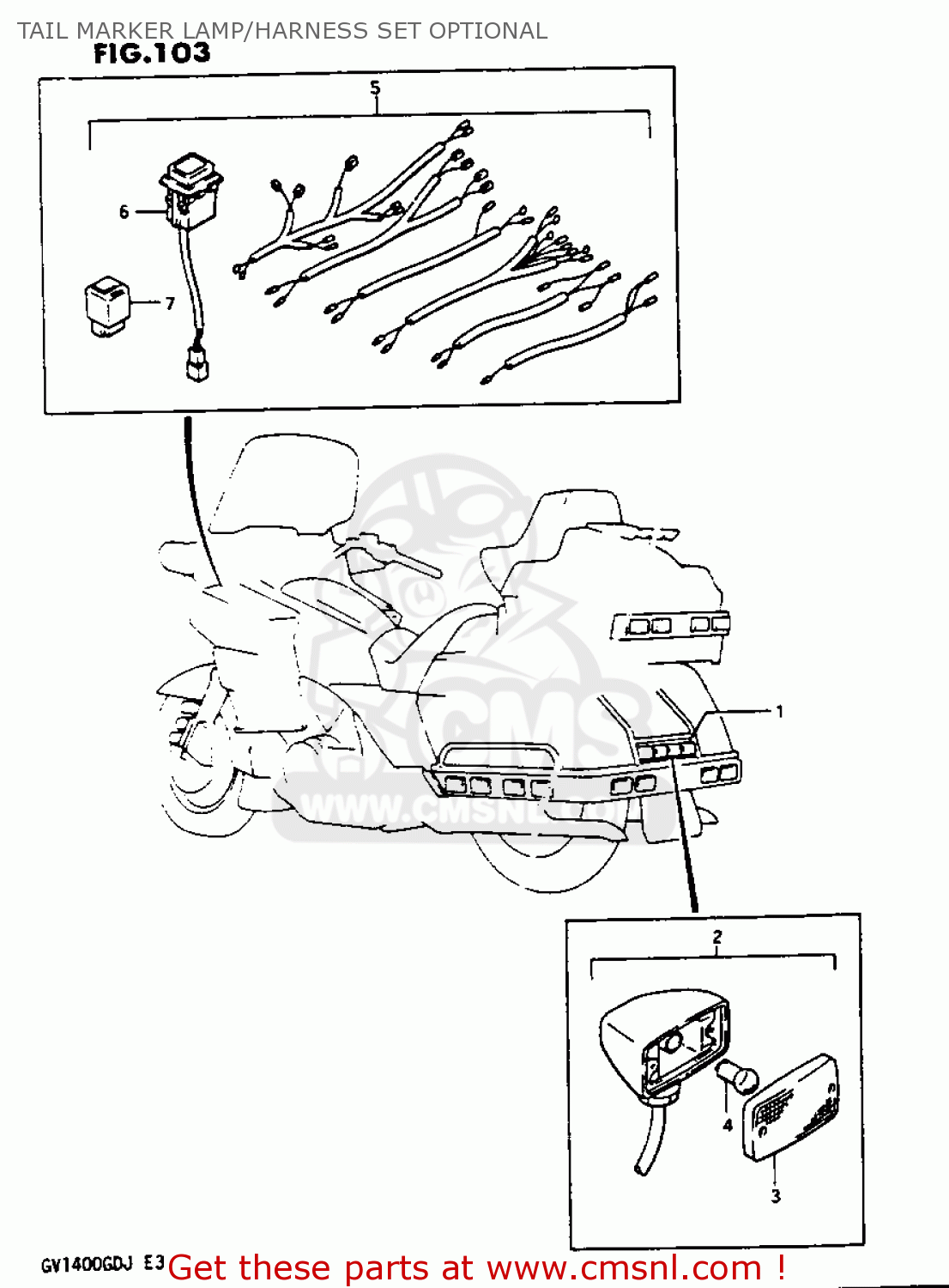 TAIL MARKER LAMP/HARNESS SET OPTIONAL GV1400GC 1987 (H) (E01)