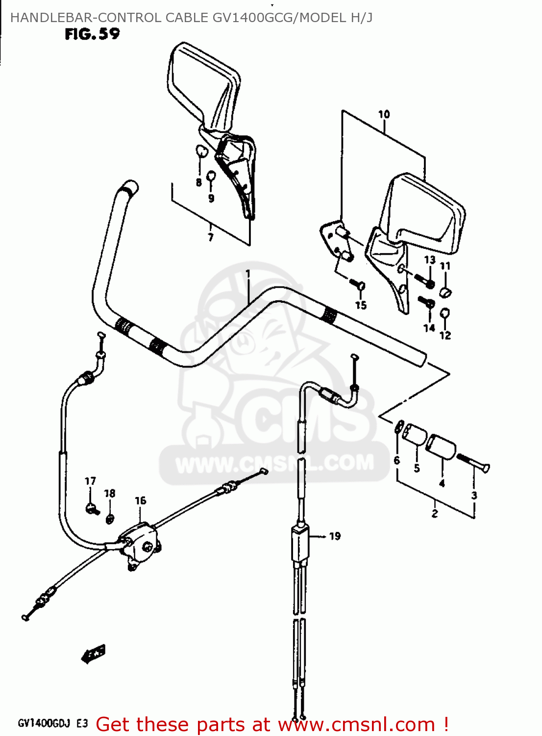 HANDLEBAR-CONTROL CABLE GV1400GCG/MODEL H/J GV1400GC 1987 (H) (E01)