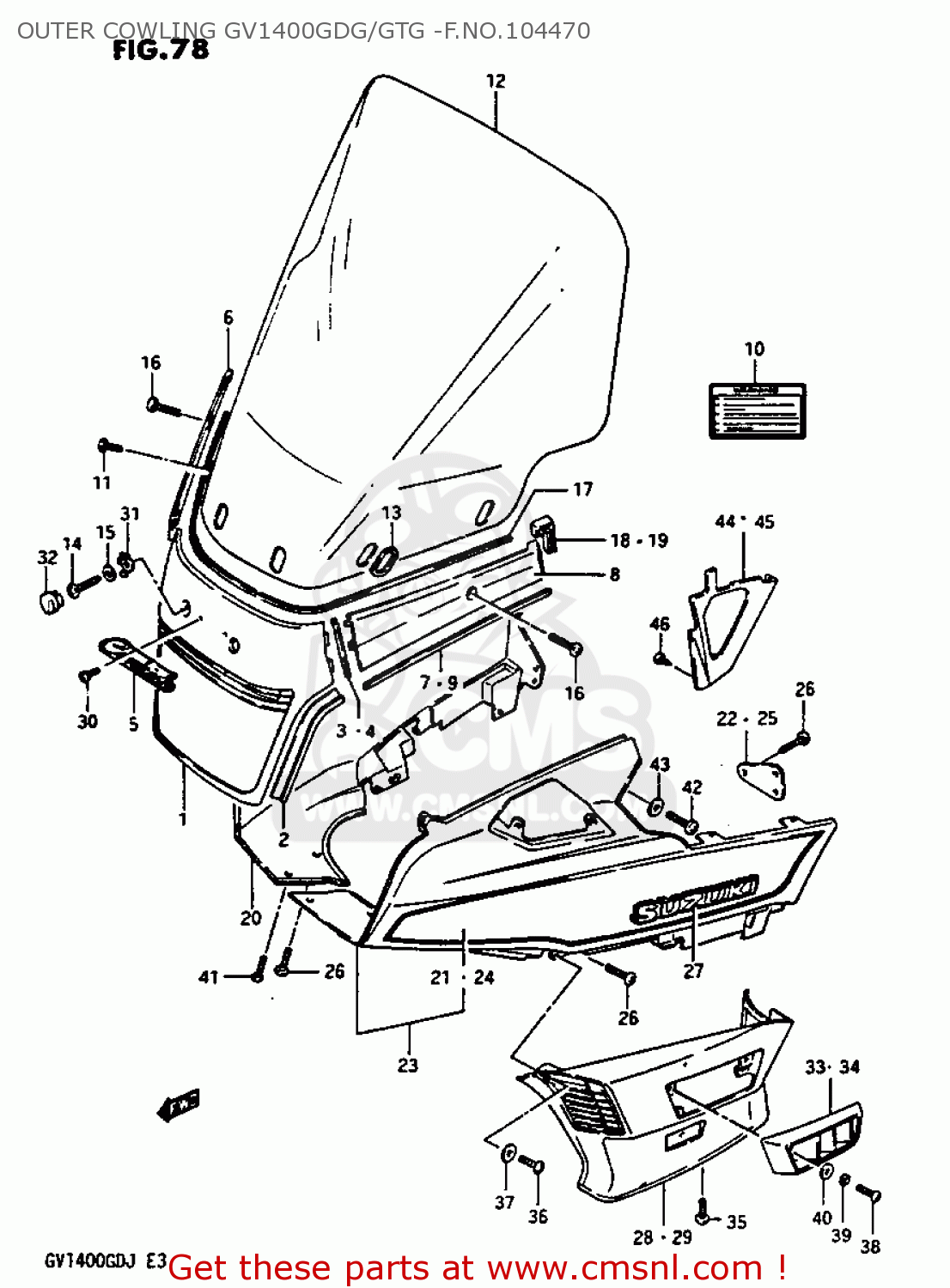 OUTER COWLING GV1400GDG/GTG -F.NO.104470 GV1400GC 1987 (H) (E01)