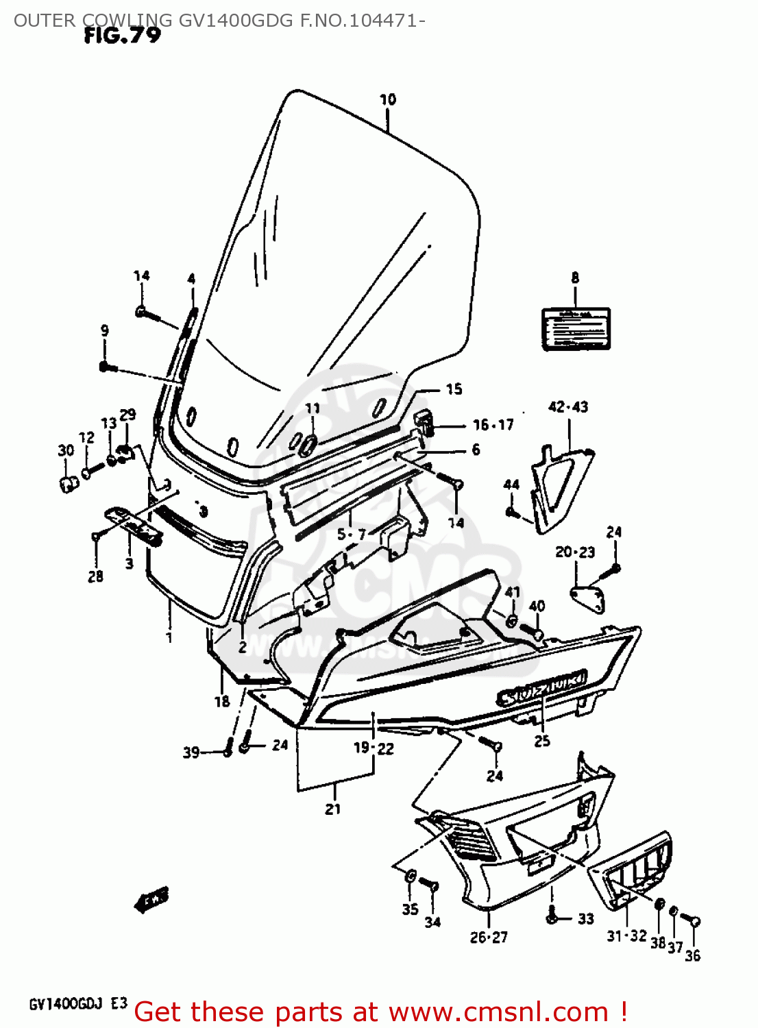 OUTER COWLING GV1400GDG F.NO.104471- GV1400GC 1987 (H) (E01)