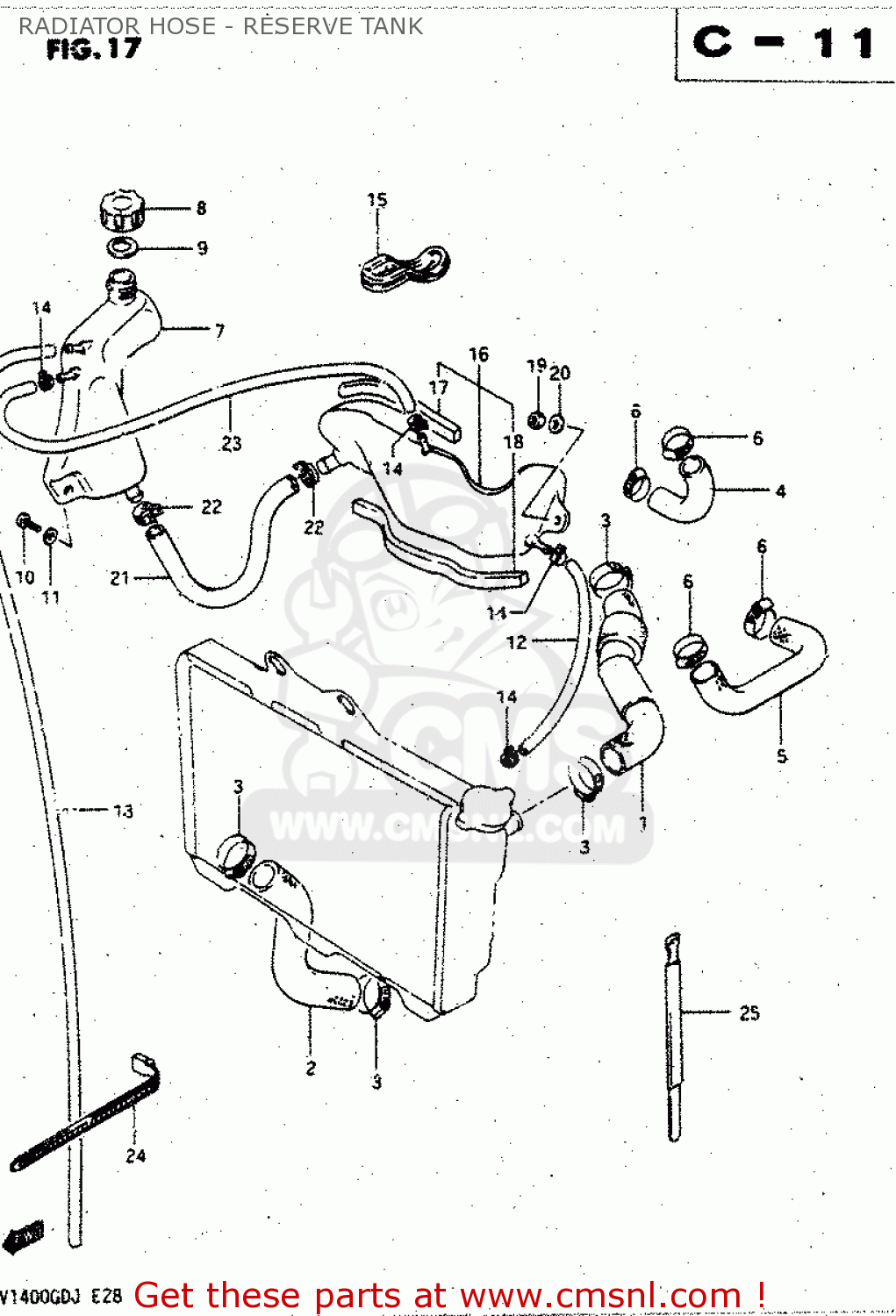 RADIATOR HOSE - RESERVE TANK GV1400GC 1988 (J) (E01)