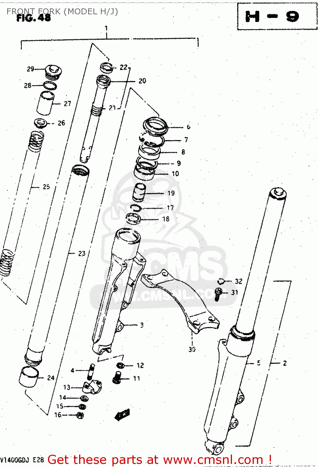 FRONT FORK (MODEL H/J) GV1400GC 1988 (J) (E01)