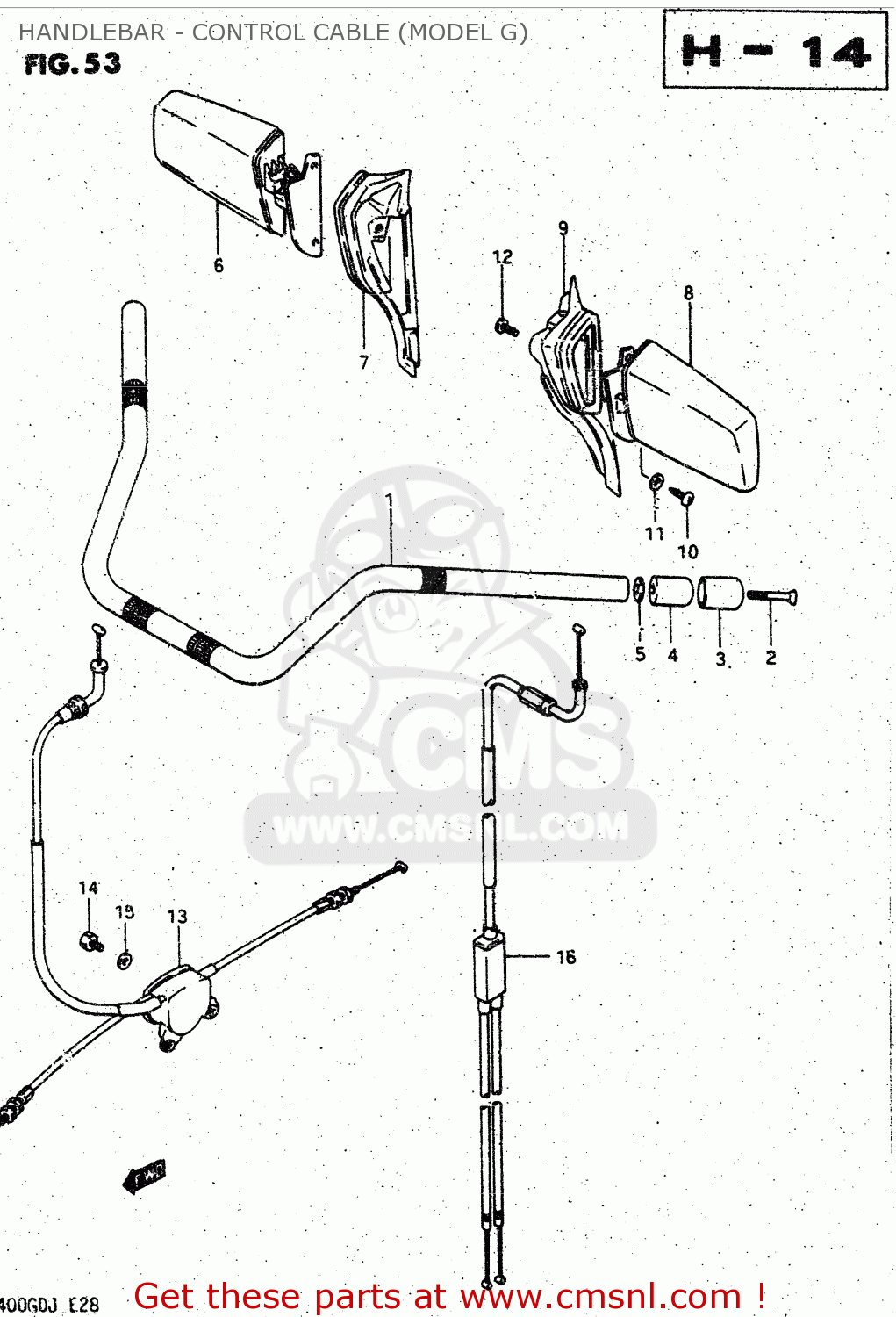 HANDLEBAR - CONTROL CABLE (MODEL G) GV1400GC 1988 (J) (E01)