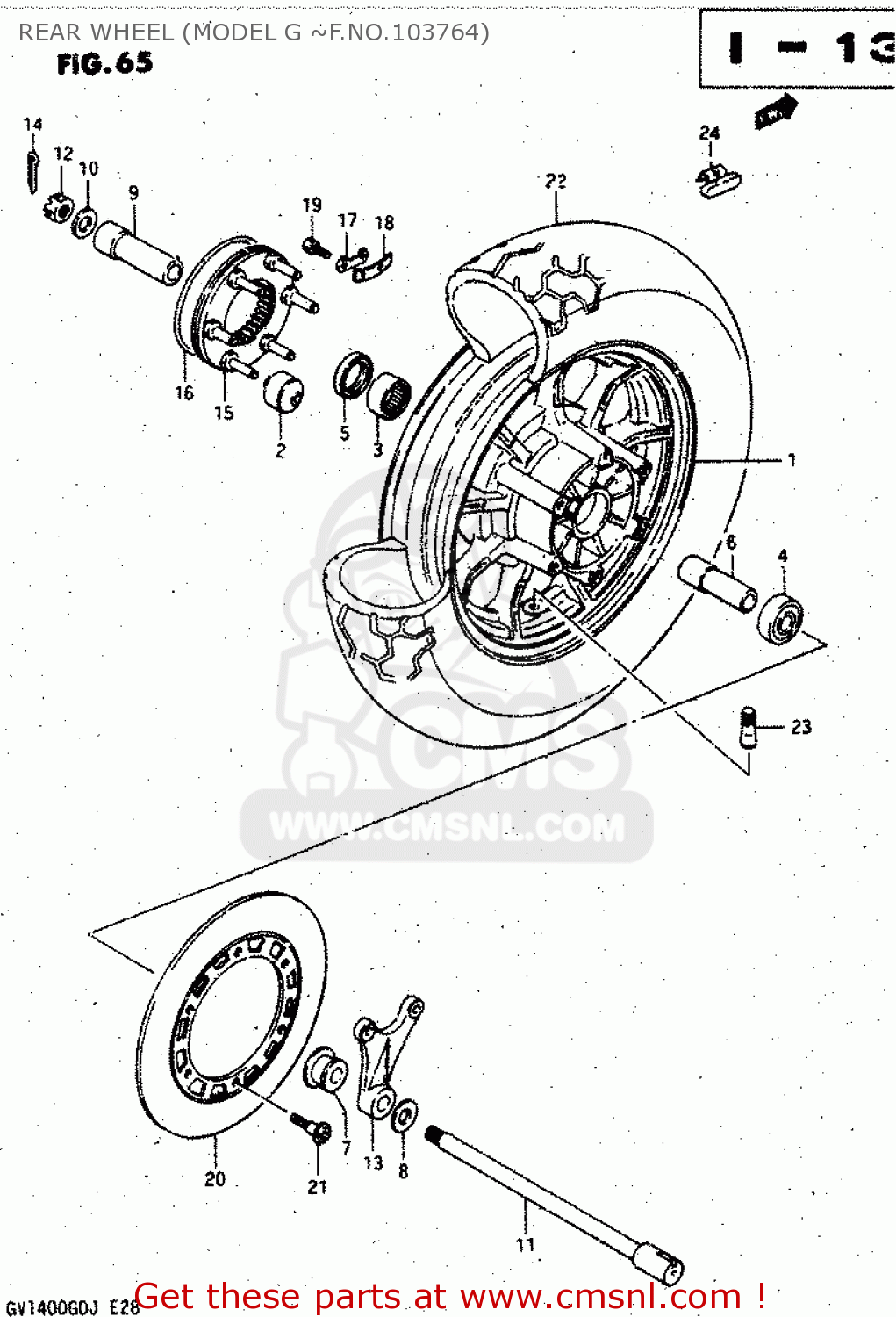 REAR WHEEL (MODEL G ~F.NO.103764) GV1400GC 1988 (J) (E01)