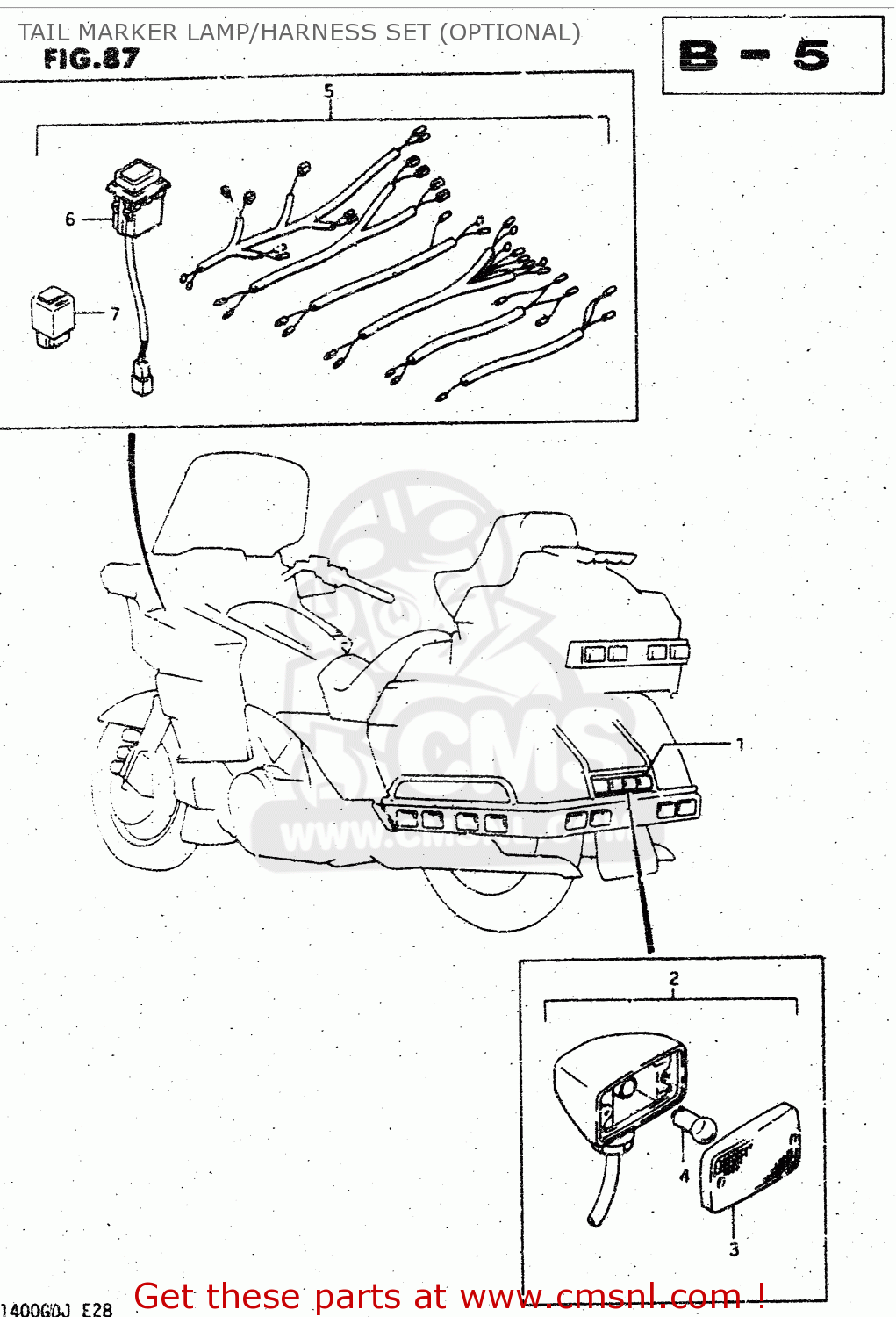 TAIL MARKER LAMP/HARNESS SET (OPTIONAL) GV1400GC 1988 (J) (E01)