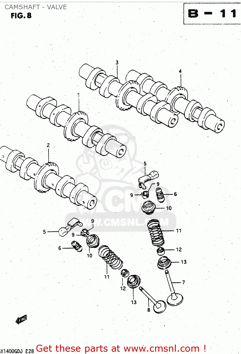 CAMSHAFT - VALVE GV1400GC 1988 (J) (E01)