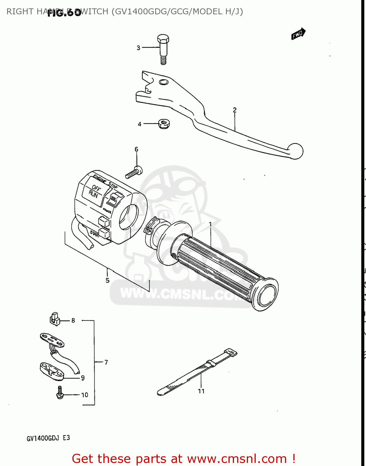 RIGHT HANDLE SWITCH (GV1400GDG/GCG/MODEL H/J) GV1400GC CAVALCADE 1986 (G) USA (E03)
