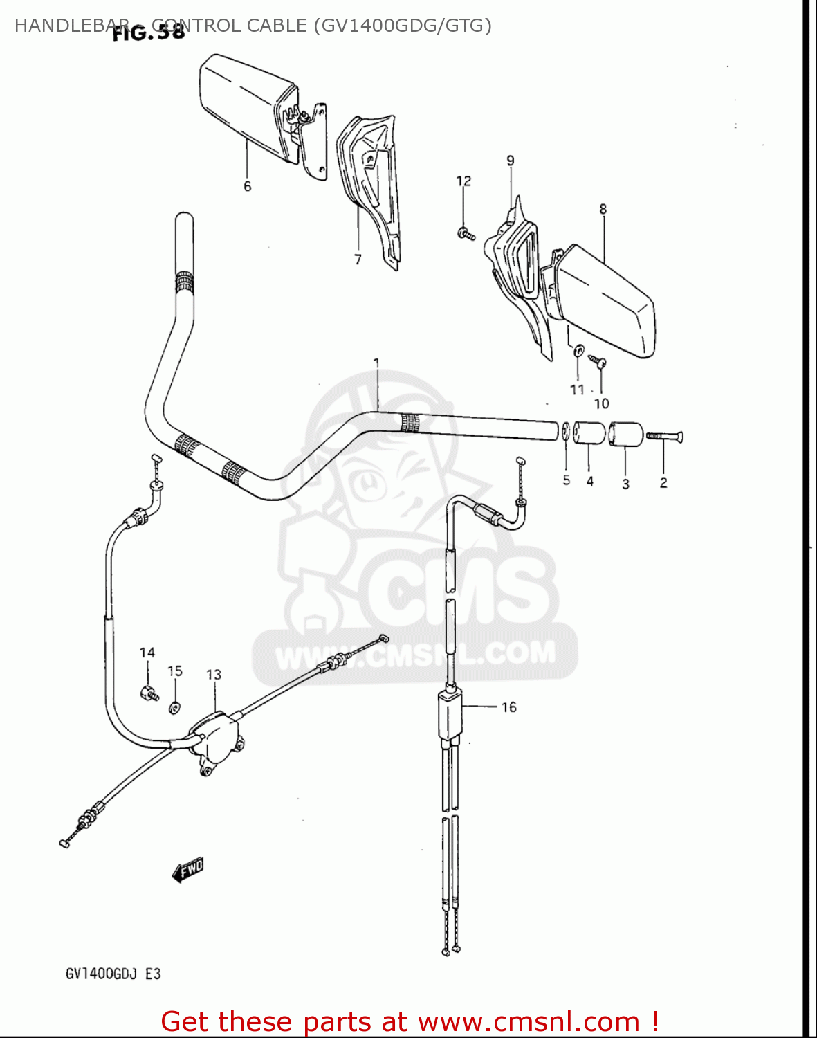 HANDLEBAR - CONTROL CABLE (GV1400GDG/GTG) GV1400GC CAVALCADE 1986 (G) USA (E03)