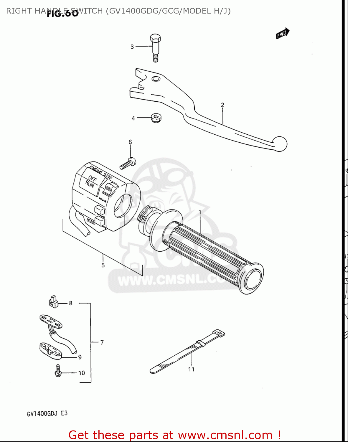RIGHT HANDLE SWITCH (GV1400GDG/GCG/MODEL H/J) GV1400GC CAVALCADE 1986 (G) USA (E03)
