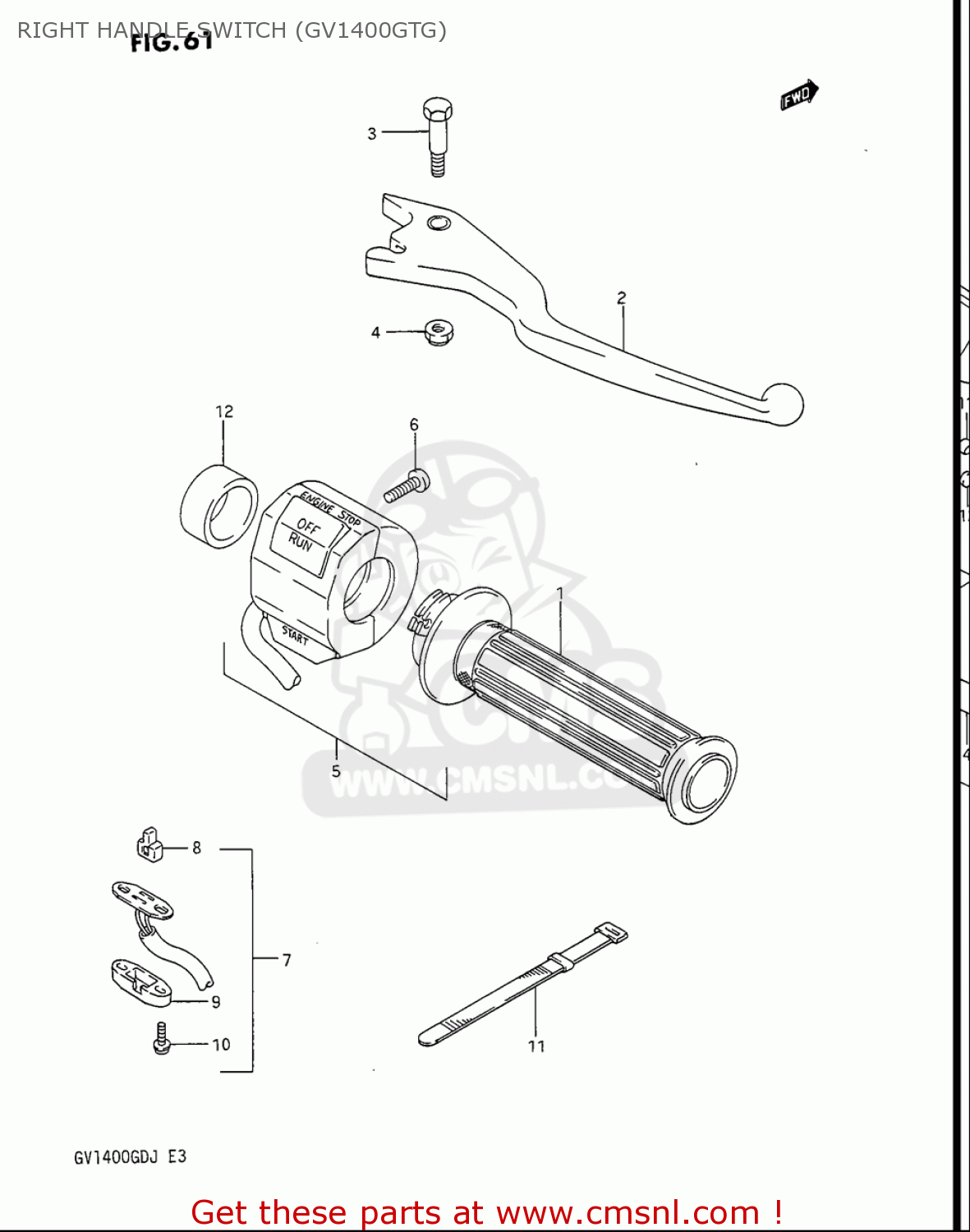 RIGHT HANDLE SWITCH (GV1400GTG) GV1400GC CAVALCADE 1986 (G) USA (E03)