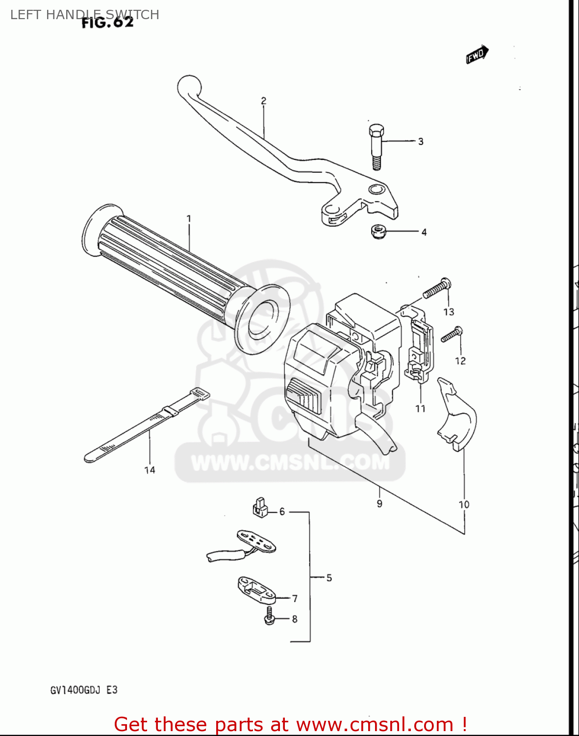 LEFT HANDLE SWITCH GV1400GC CAVALCADE 1986 (G) USA (E03)