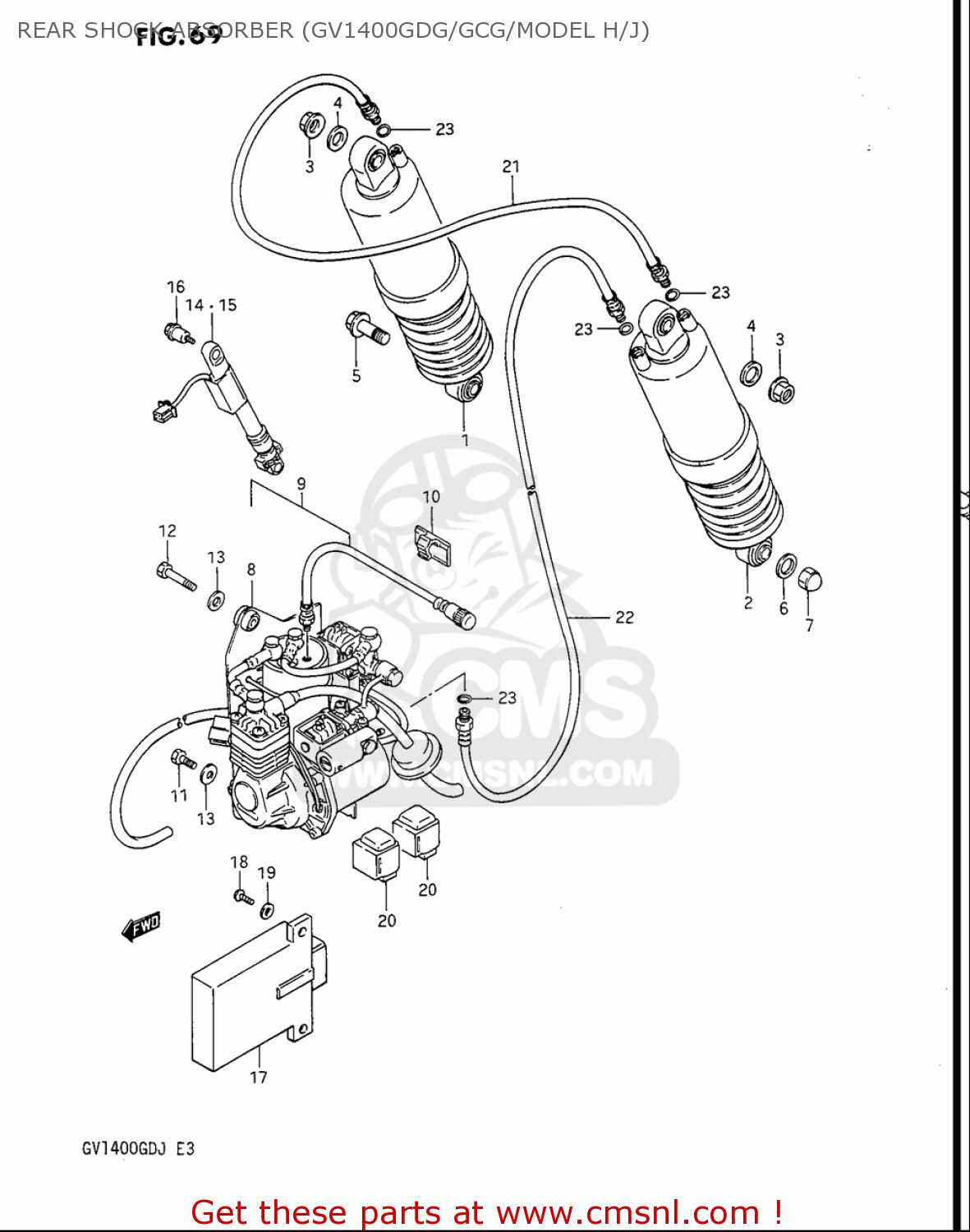 REAR SHOCK ABSORBER (GV1400GDG/GCG/MODEL H/J) GV1400GC CAVALCADE 1986 (G) USA (E03)