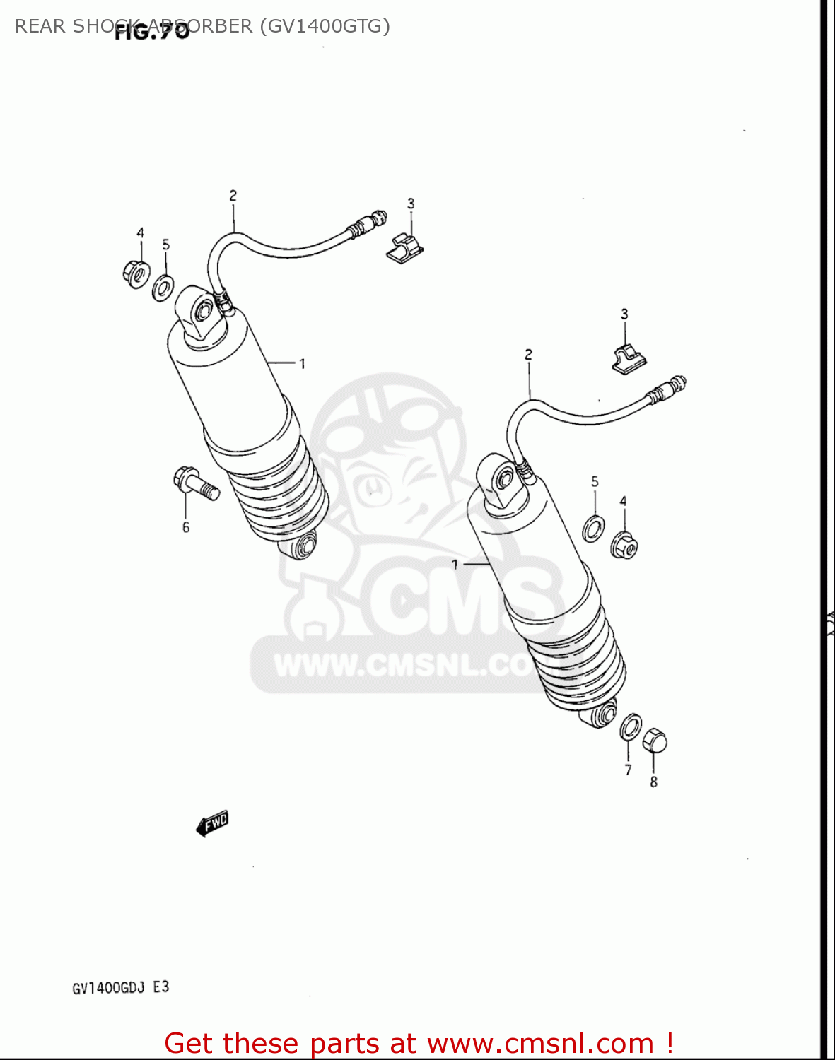 REAR SHOCK ABSORBER (GV1400GTG) GV1400GC CAVALCADE 1986 (G) USA (E03)