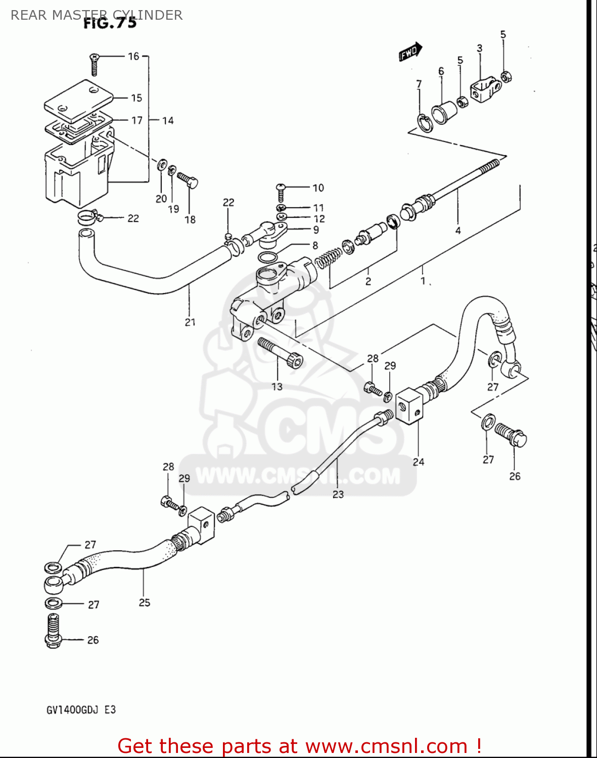 REAR MASTER CYLINDER GV1400GC CAVALCADE 1986 (G) USA (E03)