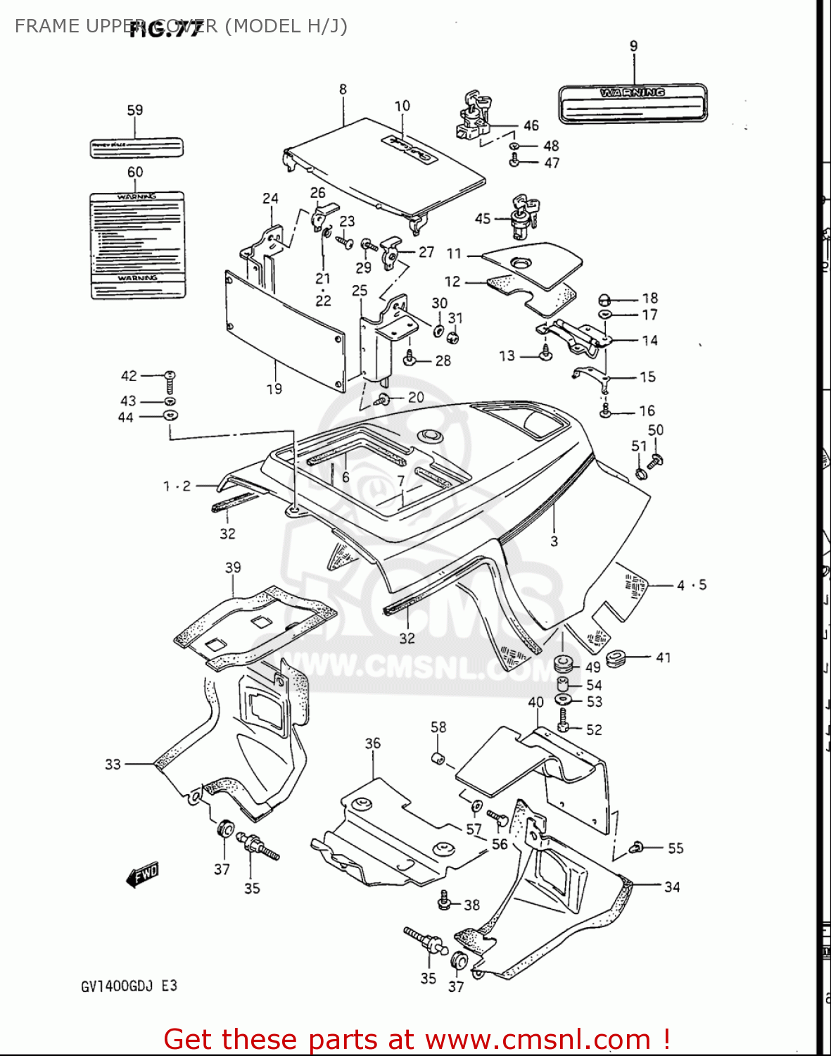 FRAME UPPER COVER (MODEL H/J) GV1400GC CAVALCADE 1986 (G) USA (E03)