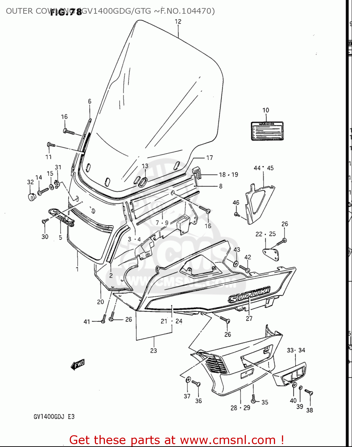 OUTER COWLING (GV1400GDG/GTG ~F.NO.104470) GV1400GC CAVALCADE 1986 (G) USA (E03)