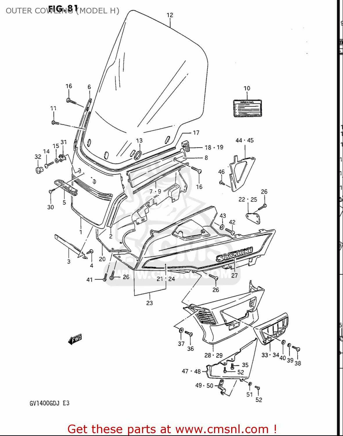 OUTER COWLING (MODEL H) GV1400GC CAVALCADE 1986 (G) USA (E03)