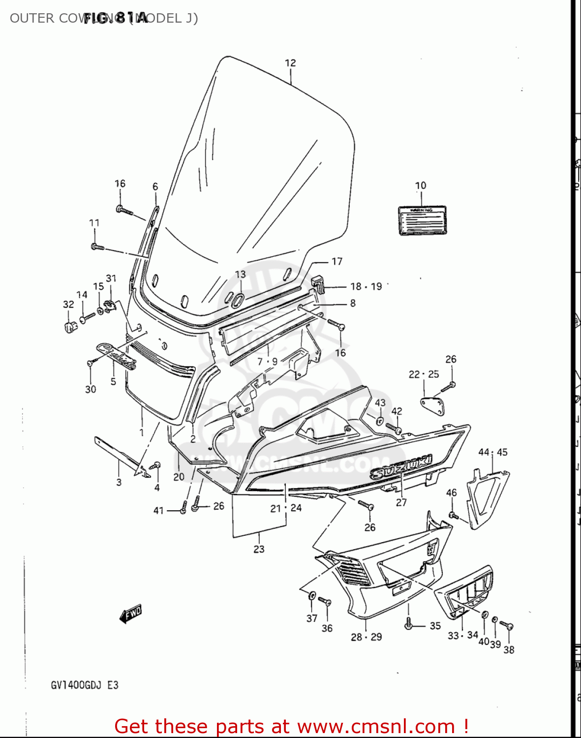 OUTER COWLING (MODEL J) GV1400GC CAVALCADE 1986 (G) USA (E03)