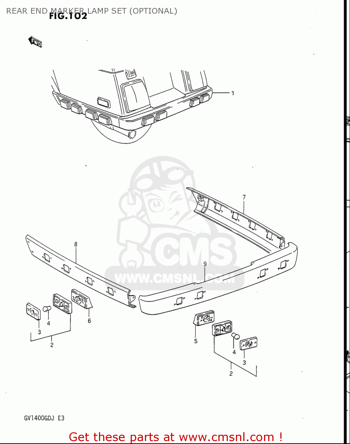 REAR END MARKER LAMP SET (OPTIONAL) GV1400GC CAVALCADE 1986 (G) USA (E03)