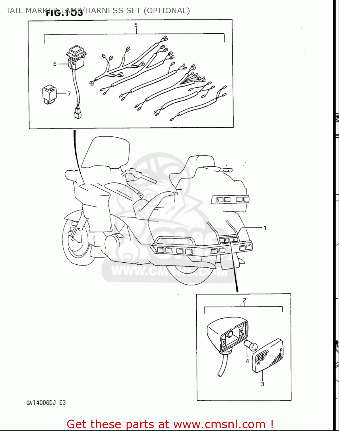 TAIL MARKER LAMP/HARNESS SET (OPTIONAL) GV1400GC CAVALCADE 1986 (G) USA (E03)