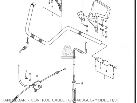 HANDLEBAR - CONTROL CABLE (GV1400GCG/MODEL H/J) - GV1400GC CAVALCADE 1986 (G) USA (E03)