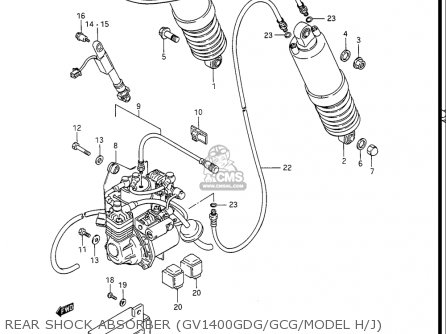 REAR SHOCK ABSORBER (GV1400GDG/GCG/MODEL H/J) - GV1400GC CAVALCADE 1986 (G) USA (E03)