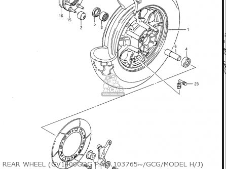 REAR WHEEL (GV1400GDG F.NO.103765~/GCG/MODEL H/J) - GV1400GC CAVALCADE 1986 (G) USA (E03)