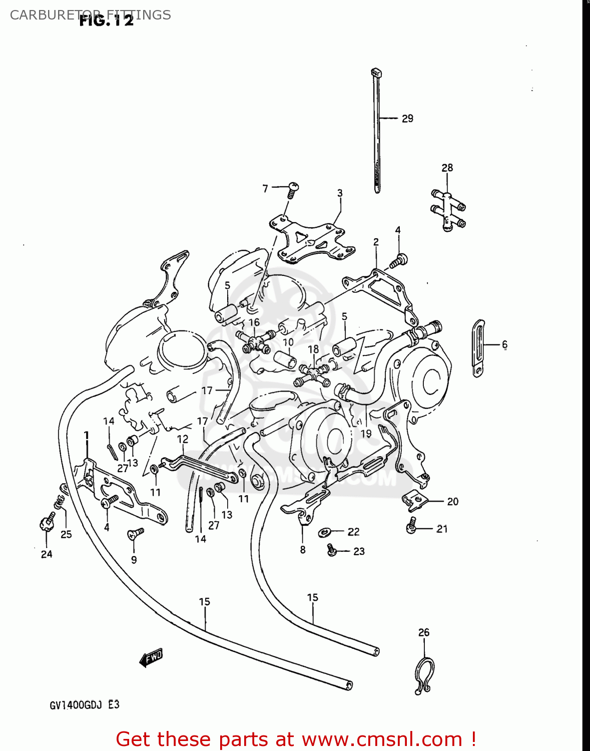 CARBURETOR FITTINGS GV1400GC CAVALCADE 1987 (H) USA (E03)