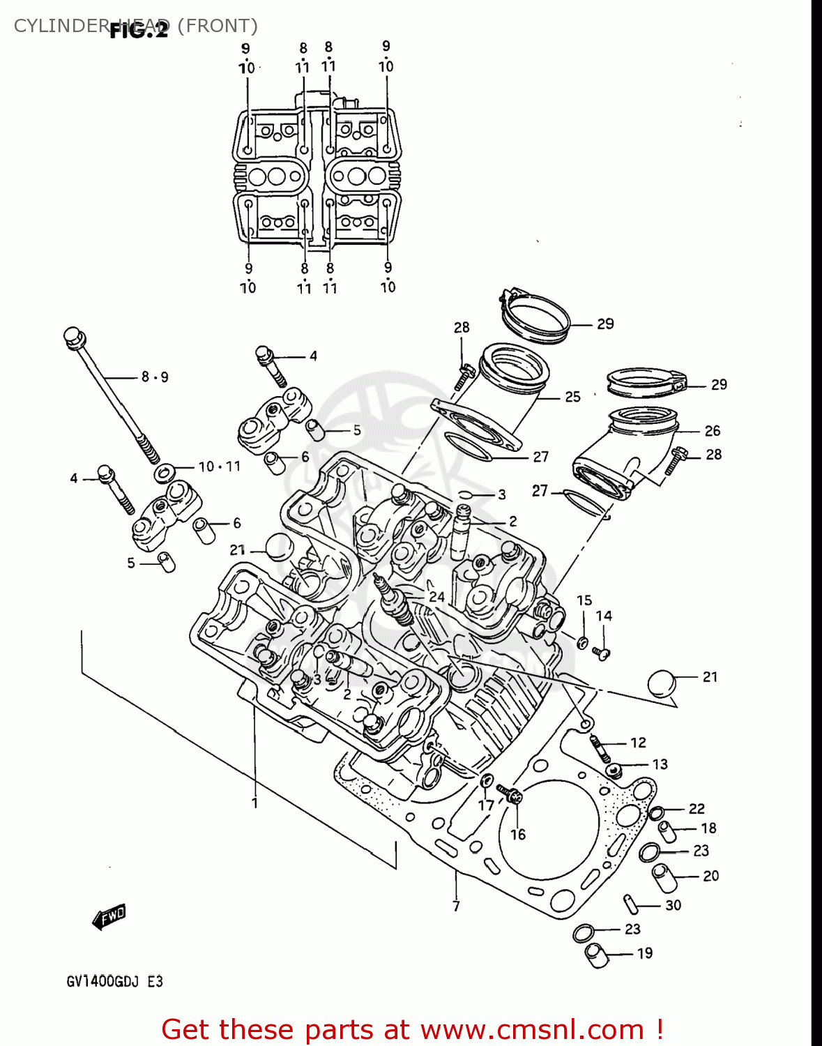 CYLINDER HEAD (FRONT) GV1400GC CAVALCADE 1987 (H) USA (E03)