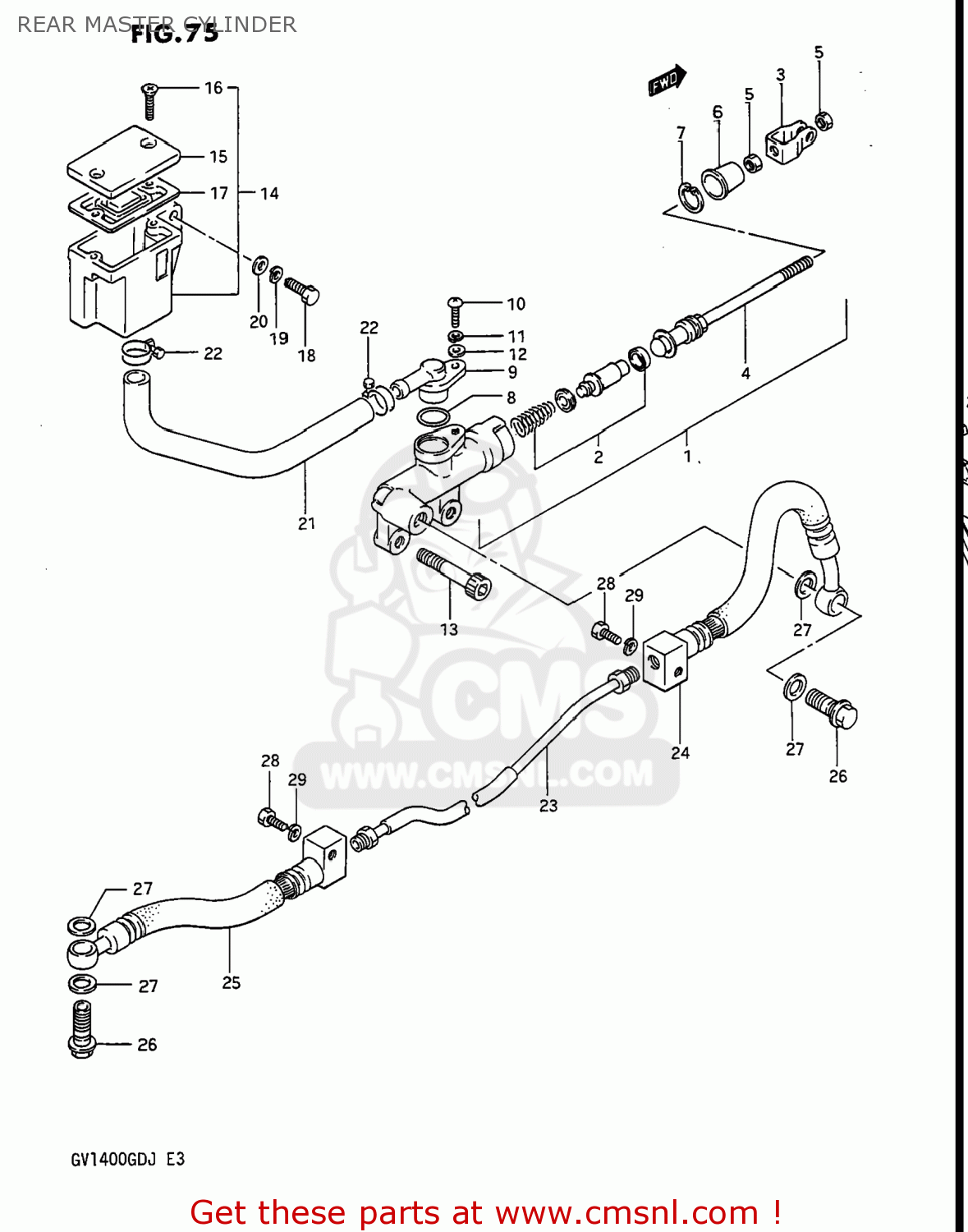 REAR MASTER CYLINDER GV1400GC CAVALCADE 1987 (H) USA (E03)