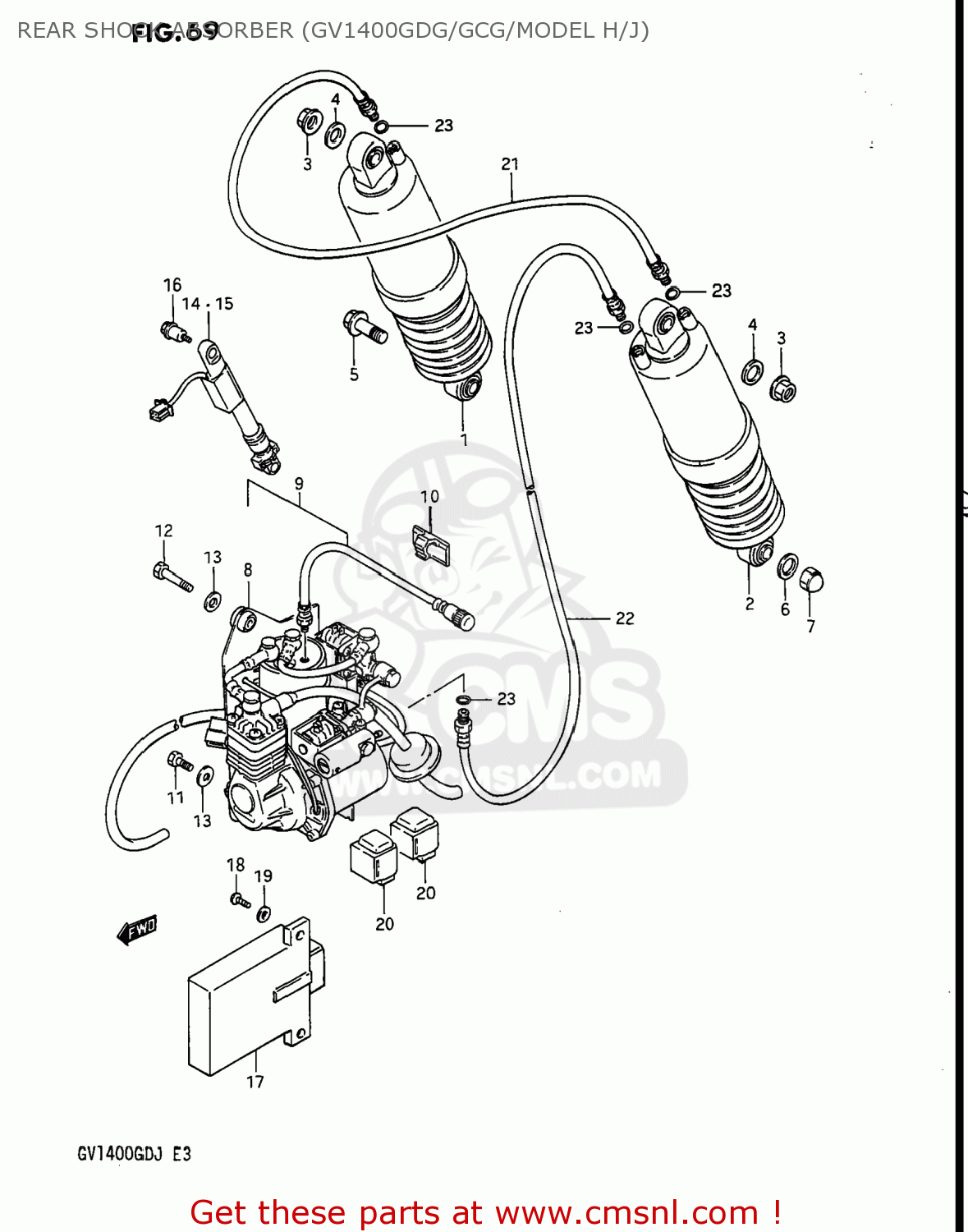 REAR SHOCK ABSORBER (GV1400GDG/GCG/MODEL H/J) GV1400GC CAVALCADE 1987 (H) USA (E03)