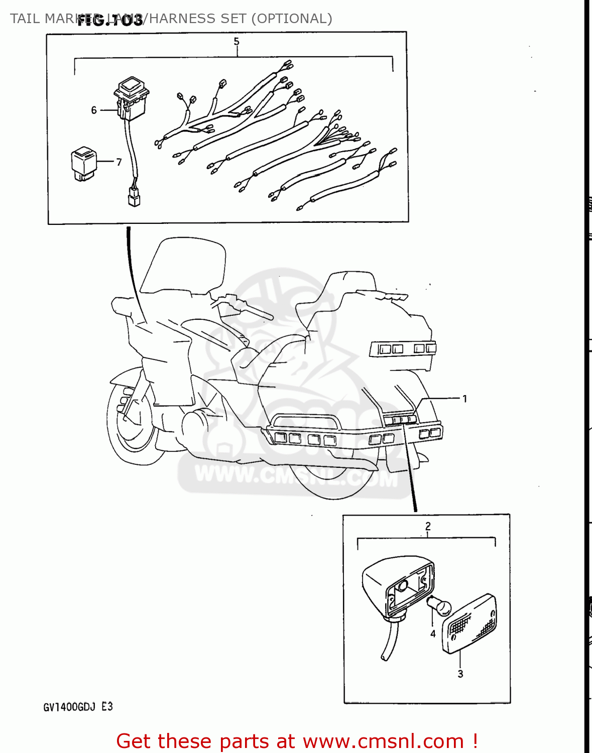 TAIL MARKER LAMP/HARNESS SET (OPTIONAL) GV1400GC CAVALCADE 1987 (H) USA (E03)