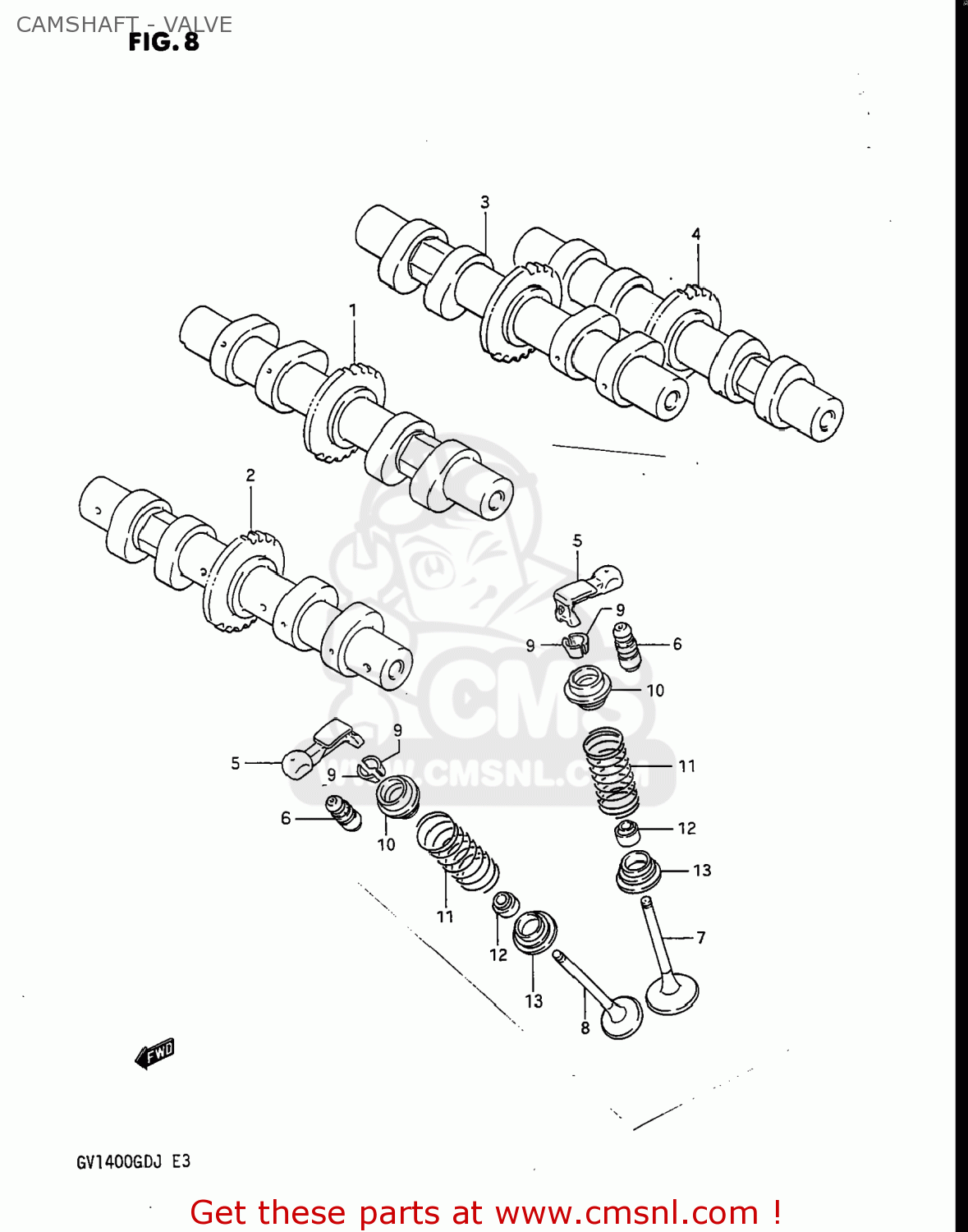 CAMSHAFT - VALVE GV1400GC CAVALCADE 1988 (J) USA (E03)