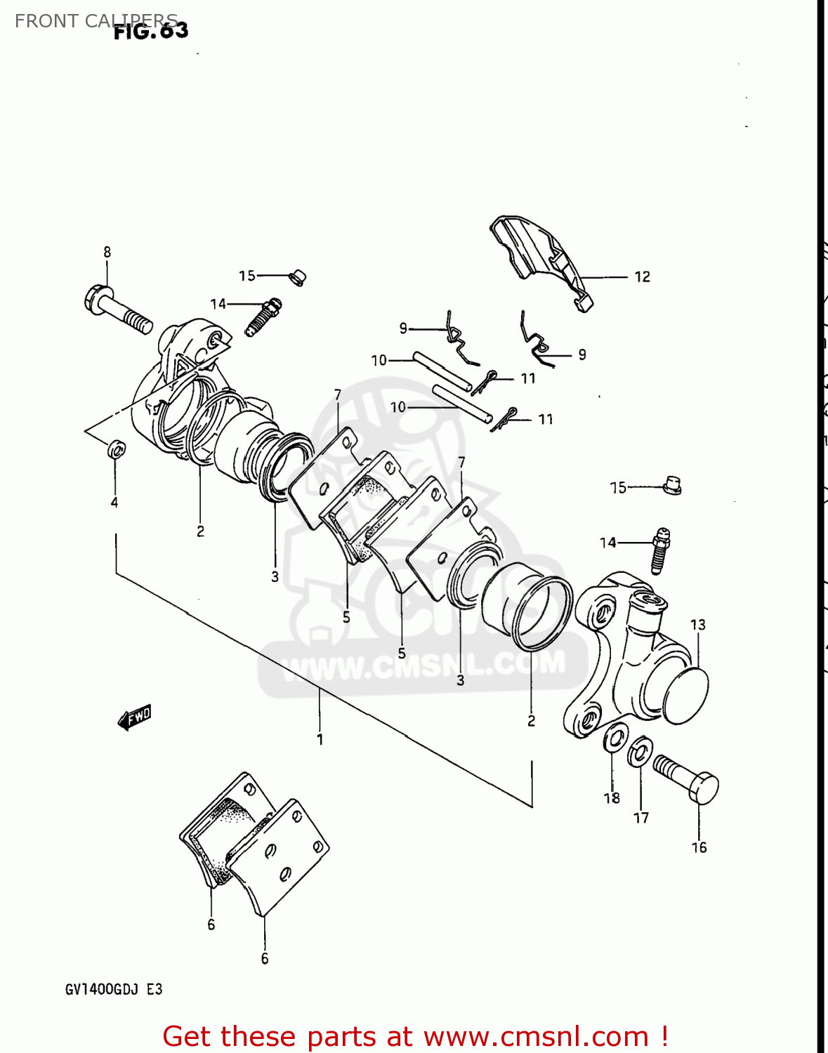 FRONT CALIPERS GV1400GC CAVALCADE 1988 (J) USA (E03)