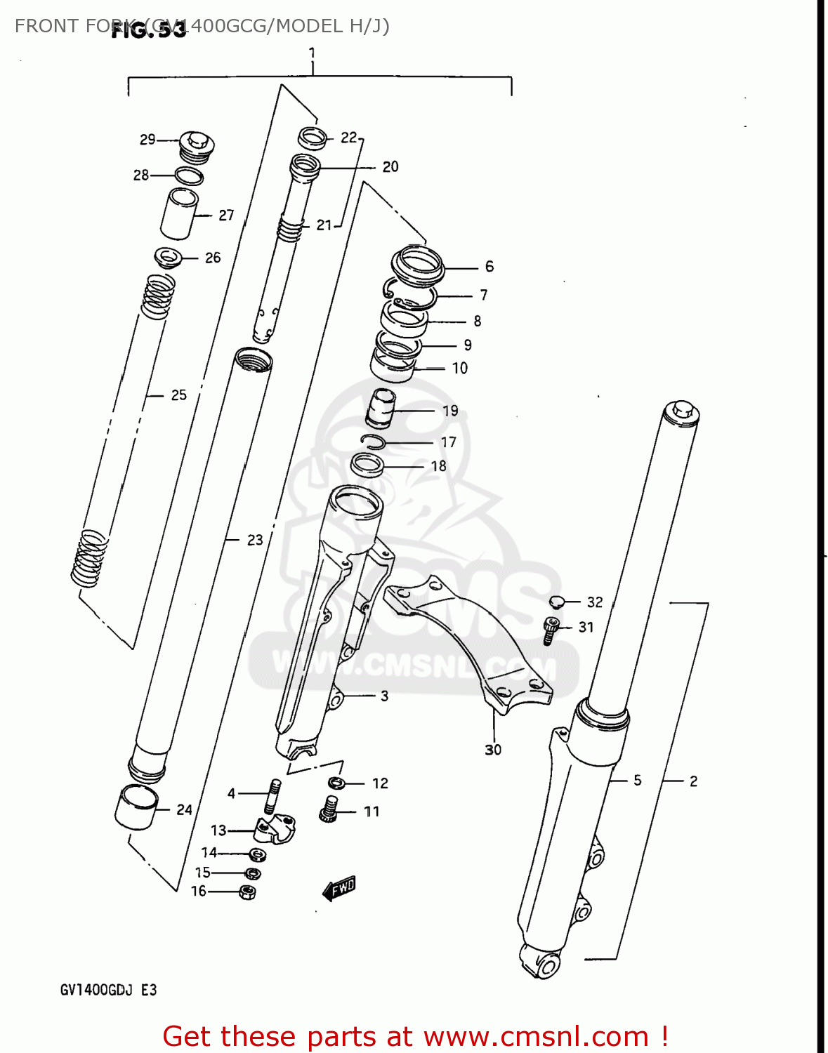 FRONT FORK (GV1400GCG/MODEL H/J) GV1400GC CAVALCADE 1988 (J) USA (E03)