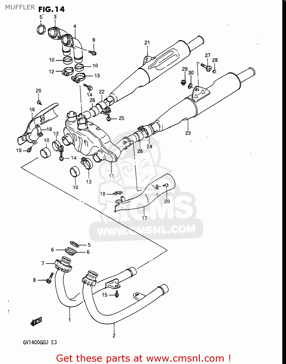 MUFFLER GV1400GC CAVALCADE 1988 (J) USA (E03)