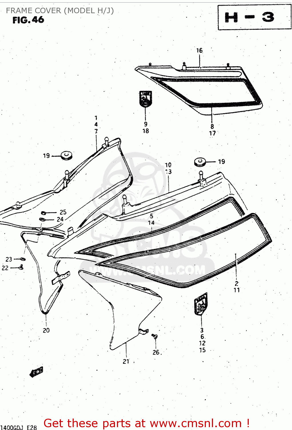 FRAME COVER (MODEL H/J) GV1400GD 1986 (G) (E01)