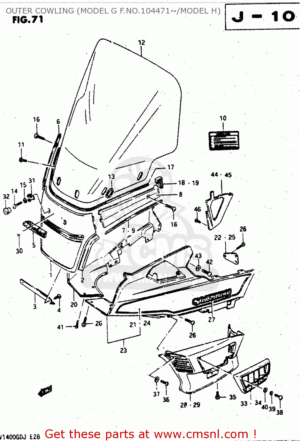 OUTER COWLING (MODEL G F.NO.104471~/MODEL H) GV1400GD 1986 (G) (E01)