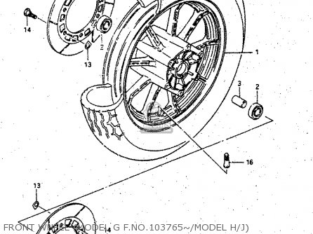 FRONT WHEEL (MODEL G F.NO.103765~/MODEL H/J) - GV1400GD 1986 (G) (E01)