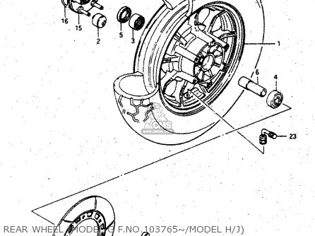 REAR WHEEL (MODEL G F.NO.103765~/MODEL H/J) - GV1400GD 1986 (G) (E01)