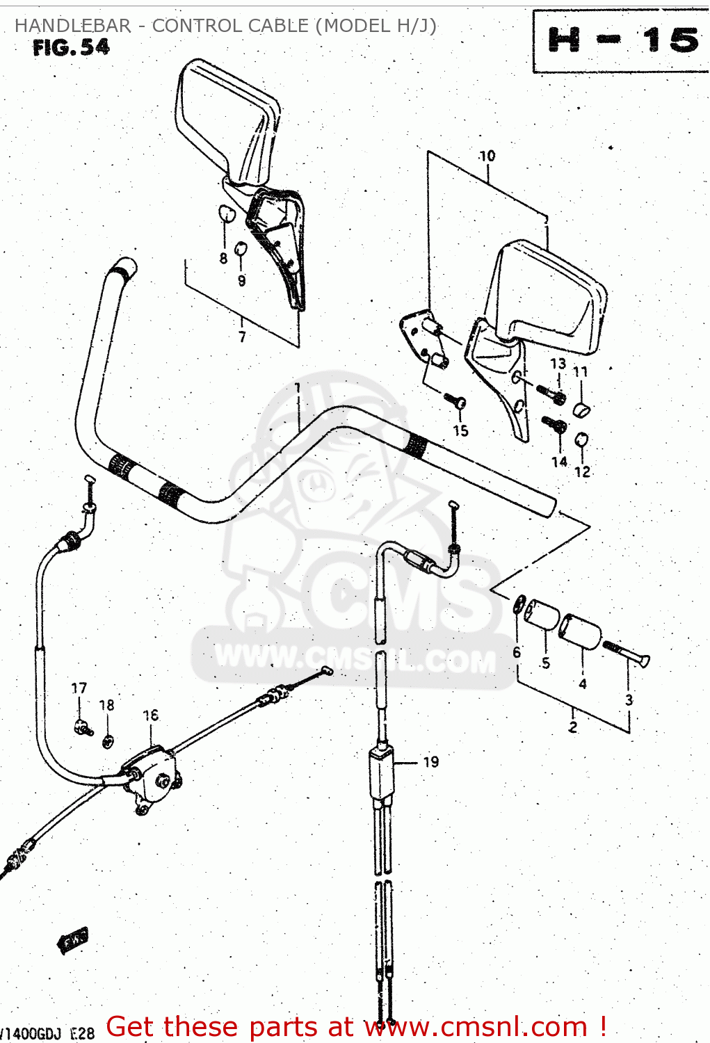 HANDLEBAR - CONTROL CABLE (MODEL H/J) GV1400GD 1987 (H) (E01)