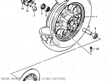 REAR WHEEL (MODEL G ~F.NO.103764) - GV1400GD 1988 (J) (E01)