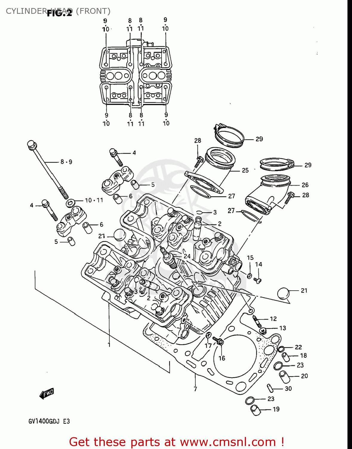 Suzuki GV1400GD CAVALCADE 1986 (G) USA (E03) CYLINDER HEAD (FRONT ...