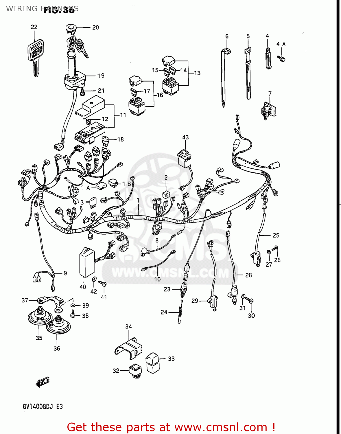 Suzuki GV1400GD CAVALCADE 1986 (G) USA (E03) WIRING HARNESS - buy ...