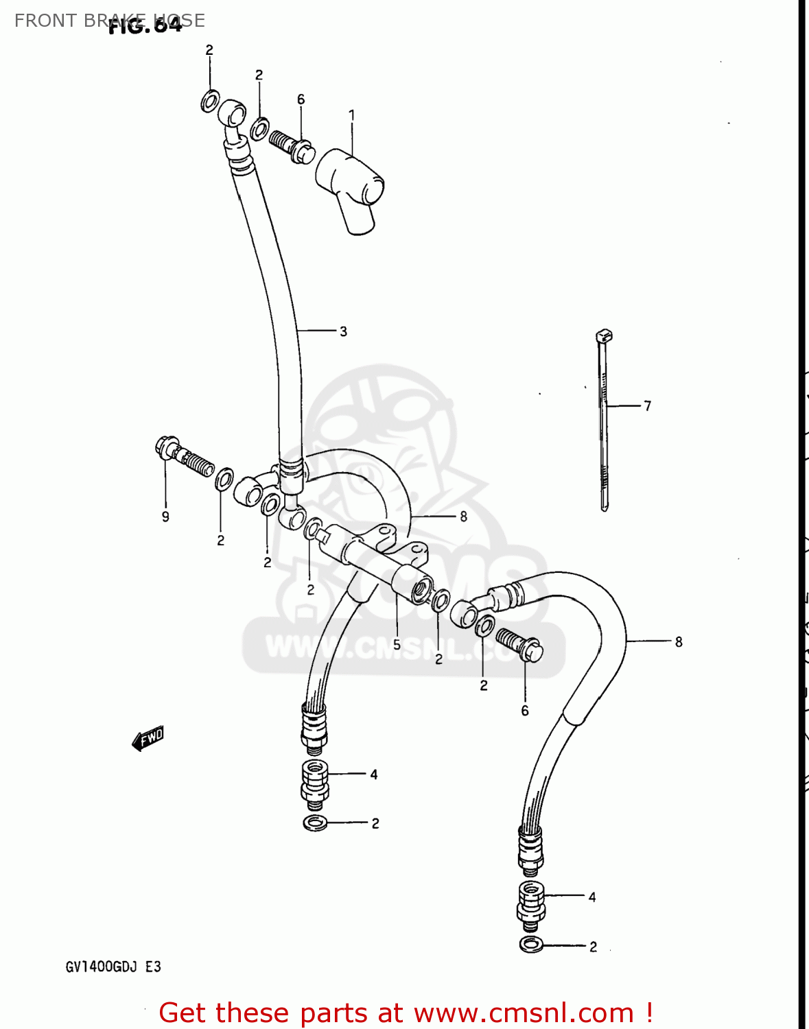 FRONT BRAKE HOSE GV1400GD CAVALCADE 1986 (G) USA (E03)