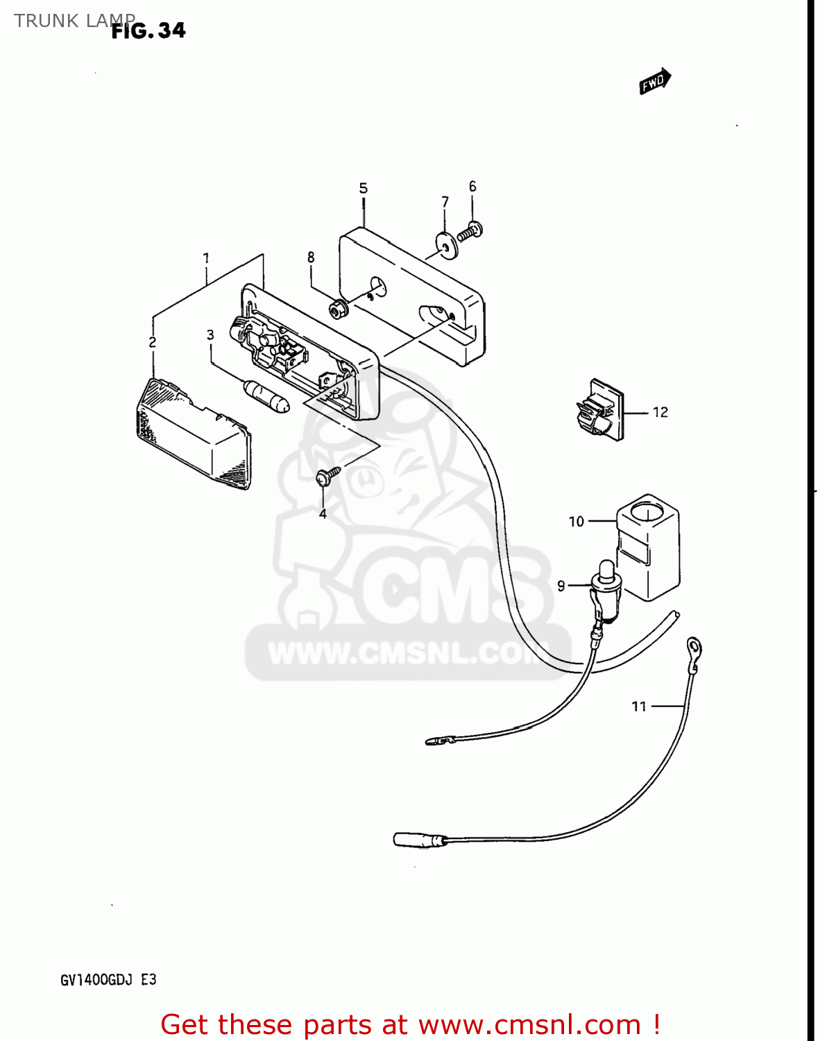 TRUNK LAMP GV1400GD CAVALCADE 1986 (G) USA (E03)