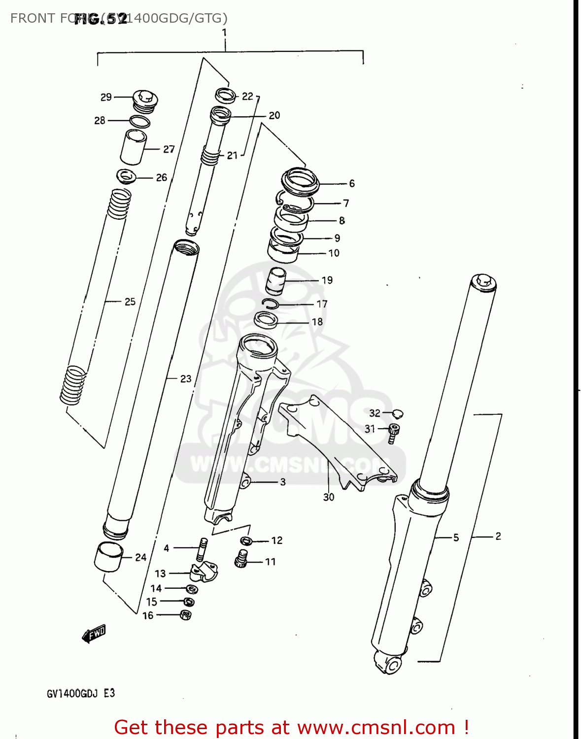 FRONT FORK (GV1400GDG/GTG) GV1400GD CAVALCADE 1987 (H) USA (E03)