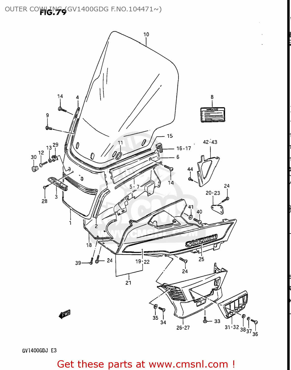 OUTER COWLING (GV1400GDG F.NO.104471~) GV1400GD CAVALCADE 1987 (H) USA (E03)