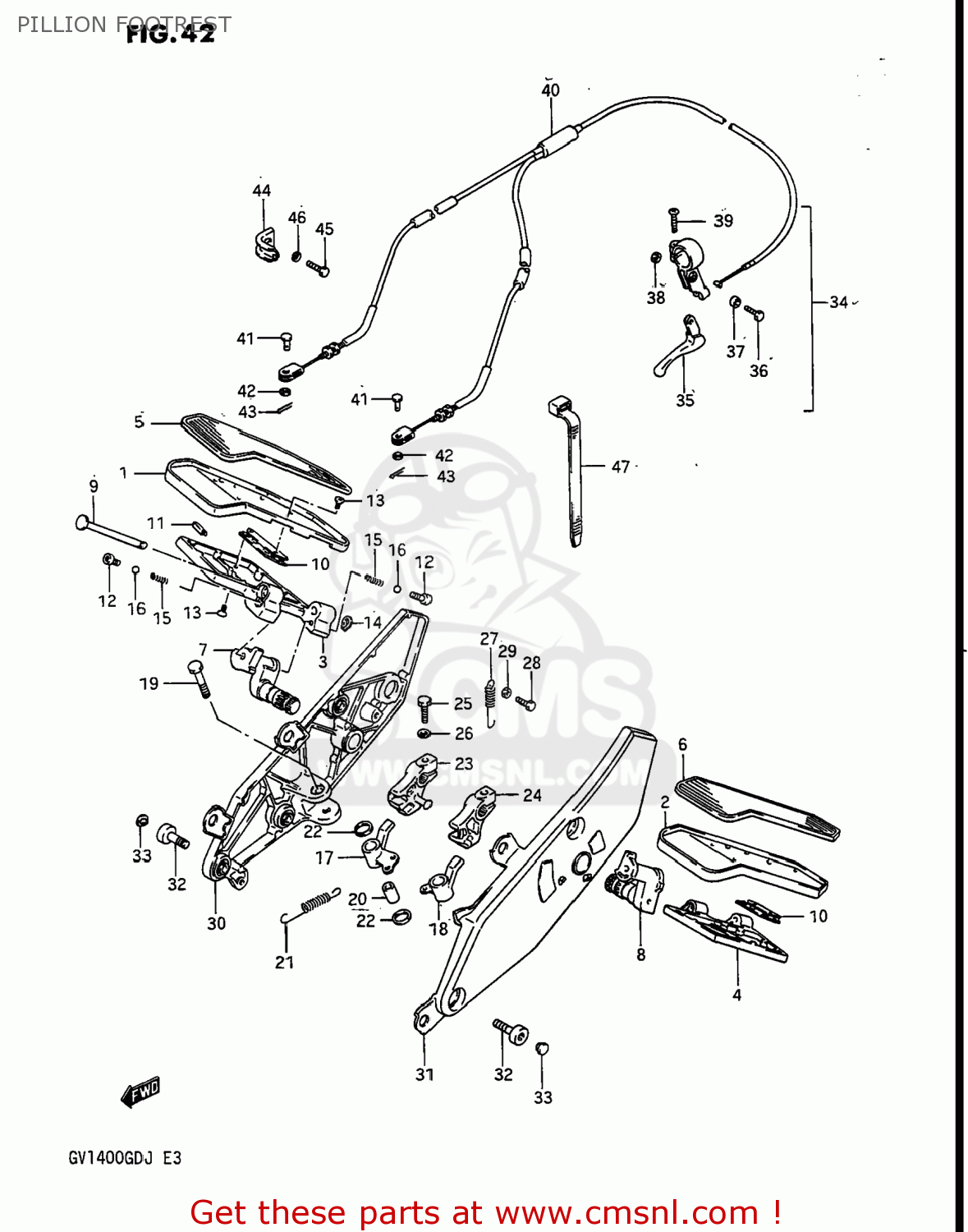 PILLION FOOTREST GV1400GD CAVALCADE 1987 (H) USA (E03)