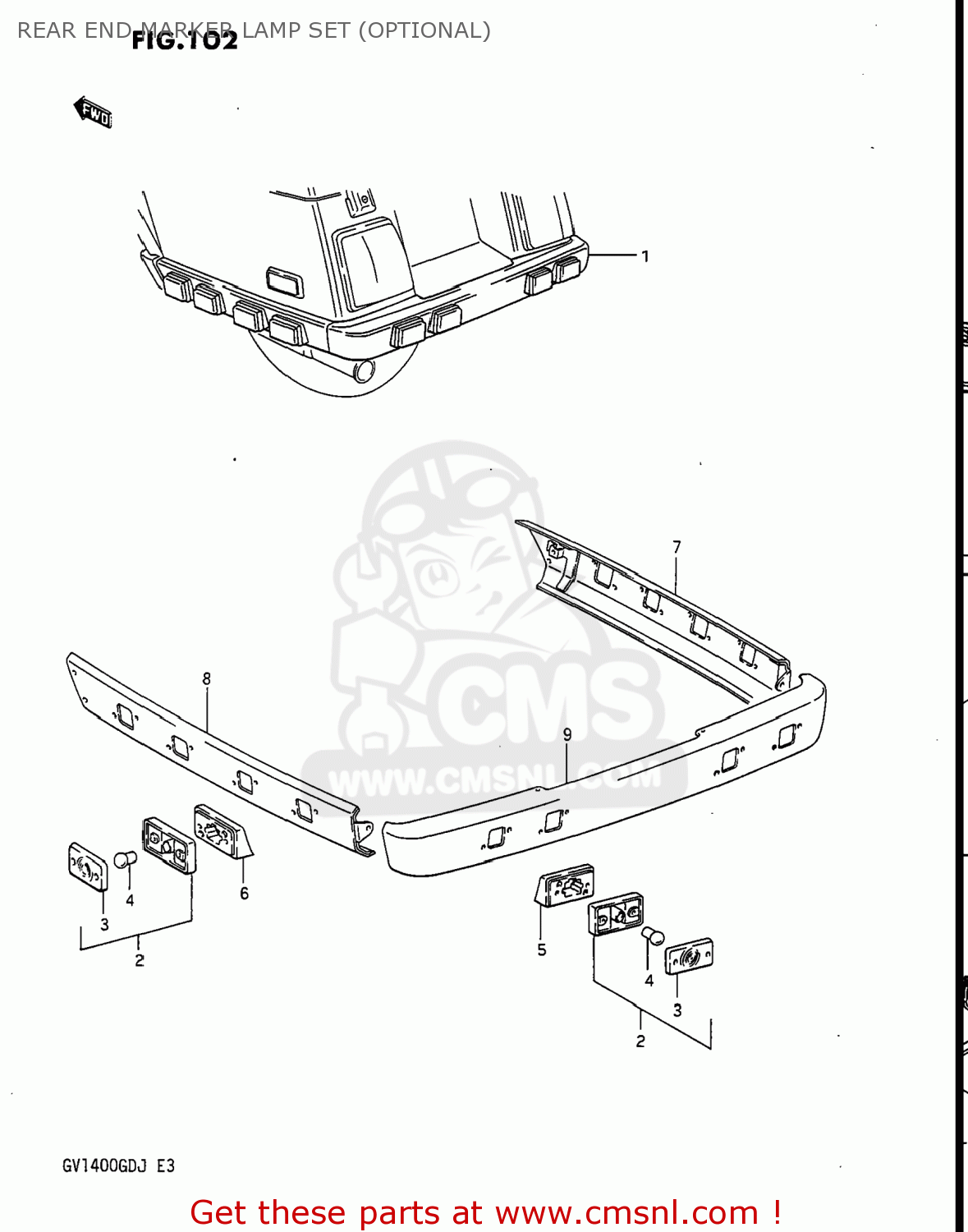 REAR END MARKER LAMP SET (OPTIONAL) GV1400GD CAVALCADE 1987 (H) USA (E03)
